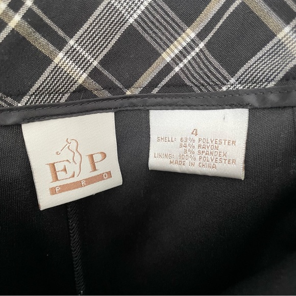 EP Pro Golf Skort Womens 4 Black Tan White Plaid Pockets Golfer Outdoors Casual - Picture 3 of 14